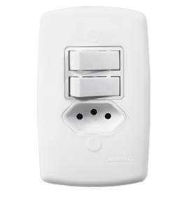 Conjunto Interruptor Duplo Paralelo + Tomada 20a - Mônaco